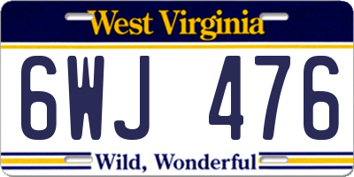 WV license plate 6WJ476