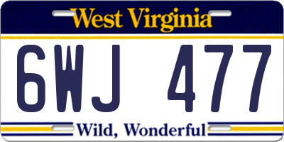WV license plate 6WJ477