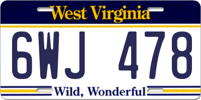 WV license plate 6WJ478