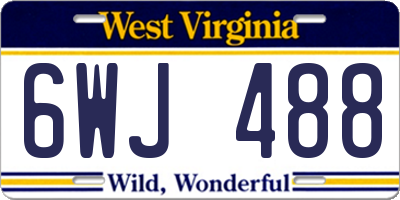 WV license plate 6WJ488