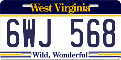 WV license plate 6WJ568