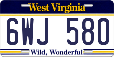 WV license plate 6WJ580
