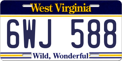 WV license plate 6WJ588