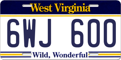 WV license plate 6WJ600
