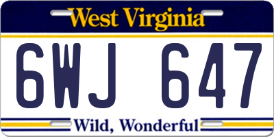 WV license plate 6WJ647
