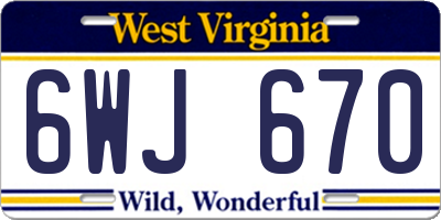 WV license plate 6WJ670