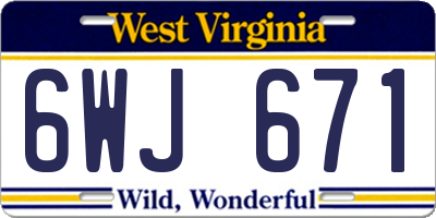 WV license plate 6WJ671