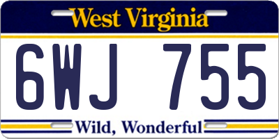 WV license plate 6WJ755