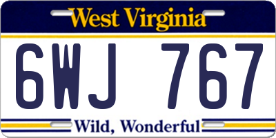WV license plate 6WJ767