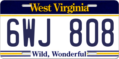 WV license plate 6WJ808