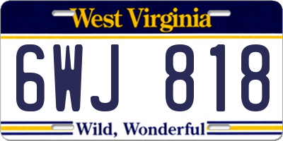 WV license plate 6WJ818
