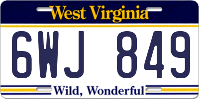 WV license plate 6WJ849