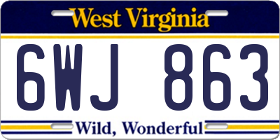 WV license plate 6WJ863