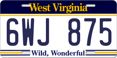 WV license plate 6WJ875