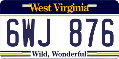 WV license plate 6WJ876