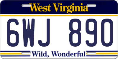 WV license plate 6WJ890