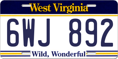 WV license plate 6WJ892