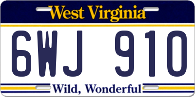 WV license plate 6WJ910