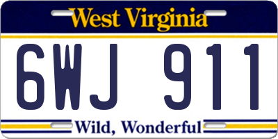 WV license plate 6WJ911