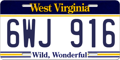 WV license plate 6WJ916
