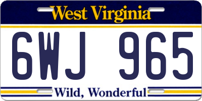 WV license plate 6WJ965