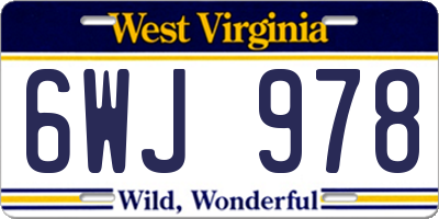WV license plate 6WJ978