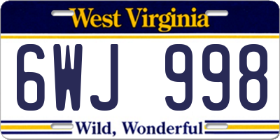 WV license plate 6WJ998