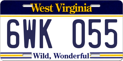 WV license plate 6WK055