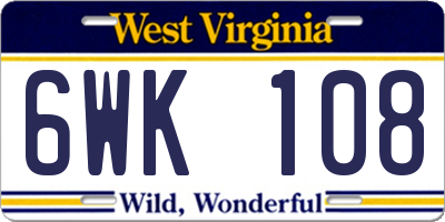 WV license plate 6WK108