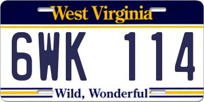 WV license plate 6WK114