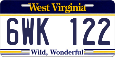 WV license plate 6WK122