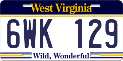 WV license plate 6WK129
