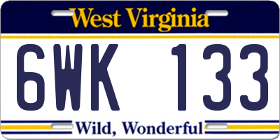 WV license plate 6WK133