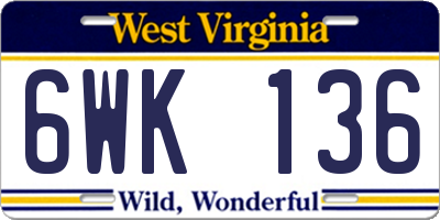 WV license plate 6WK136