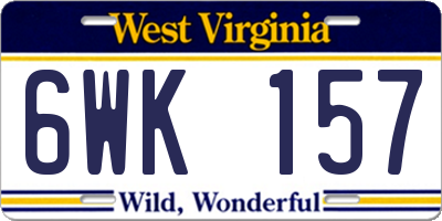 WV license plate 6WK157