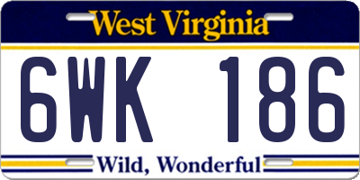 WV license plate 6WK186