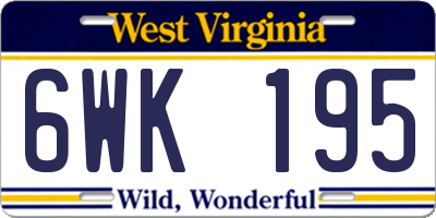 WV license plate 6WK195