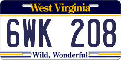 WV license plate 6WK208