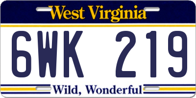 WV license plate 6WK219