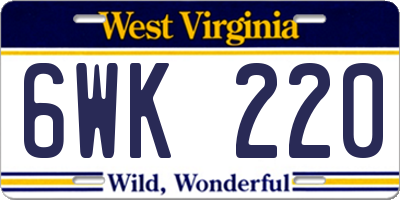 WV license plate 6WK220