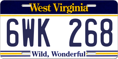 WV license plate 6WK268