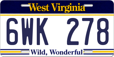 WV license plate 6WK278