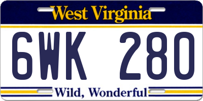 WV license plate 6WK280