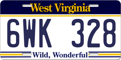 WV license plate 6WK328