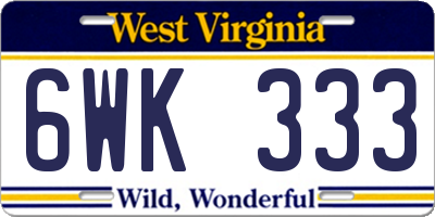 WV license plate 6WK333