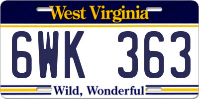 WV license plate 6WK363