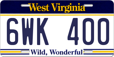WV license plate 6WK400