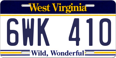 WV license plate 6WK410