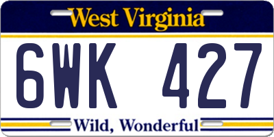 WV license plate 6WK427