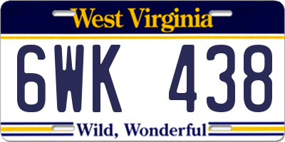 WV license plate 6WK438